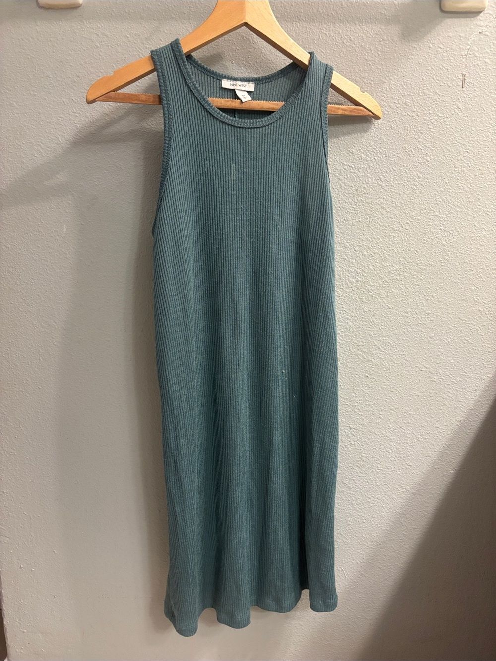 Nine West Teal Ribbed Midi Dress